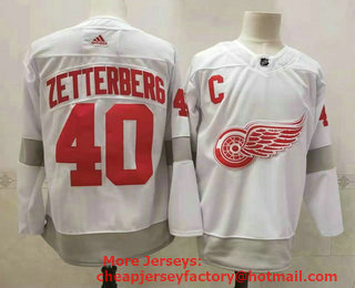 Men's Detroit Red Wings #40 Henrik Zetterberg White Adidas 2020-21 Alternate Authentic Player NHL Jersey