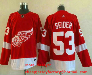Men's Detroit Red Wings #53 Moritz Seider Red Authentic Jersey