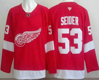 Men's Detroit Red Wings #53 Moritz Seider Red Authentic Jersey