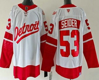 Men's Detroit Red Wings #53 Moritz Seider White 2025 Stadium Series Authentic Jersey