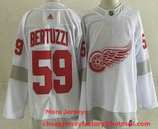 Men's Detroit Red Wings #59 Tyler Bertuzzi White 2021 Reverse Retro Authentic Jersey