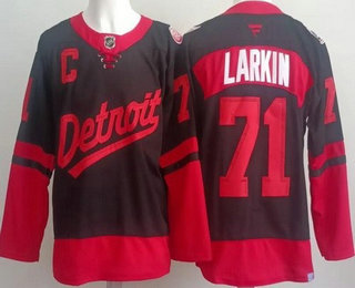 Men's Detroit Red Wings #71 Dylan Larkin Black 2025 Stadium Series Authentic Jersey