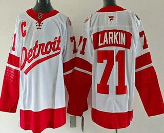 Men's Detroit Red Wings #71 Dylan Larkin White 2025 Stadium Series Authentic Jersey