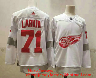 Men's Detroit Red Wings #71 Dylan Larkin White Adidas 2020-21 Alternate Authentic Player NHL Jersey