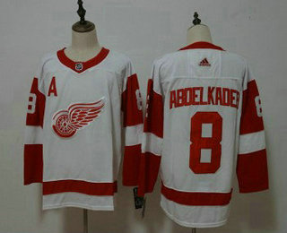 Men's Detroit Red Wings #8 Justin Abdelkader White 2017-2018 Hockey Stitched NHL Jersey