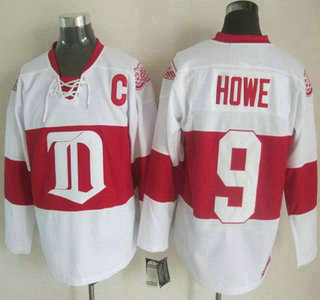 Men's Detroit Red Wings #9 Gordie Howe 2008-09 White CCM Vintage Throwback Jersey