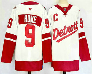 Men's Detroit Red Wings #9 Gordie Howe White 2025 Stadium Series Stitched Jersey