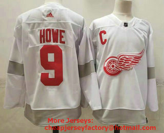 Men's Detroit Red Wings #9 Gordie Howe White Adidas 2020-21 Alternate Authentic Player NHL Jersey
