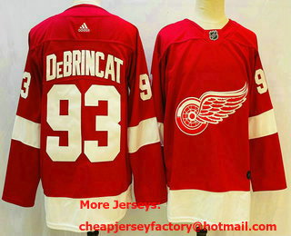 Men's Detroit Red Wings #93 Alex DeBrincat Red Stitched NHL Jersey