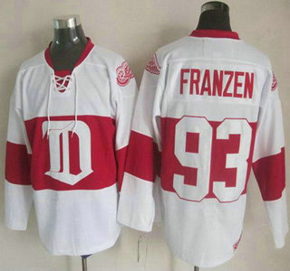 Men's Detroit Red Wings #93 Johan Franzen 2008-09 White CCM Vintage Throwback Jersey