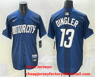 Men's Detroit Tigers #13 Dillon Dingler 2024 Navy City Connect Cool Base Limited Stitched Jersey