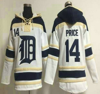 Men's Detroit Tigers #14 David Price Home White MLB Hoody