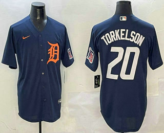 Men's Detroit Tigers #17 Parker Meadows Navy With Patch Stitched Cool Base Nike Jersey