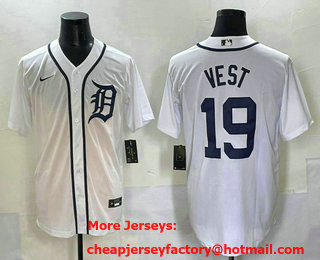 Men's Detroit Tigers #19 Will Vest White Cool Base Stitched Jersey