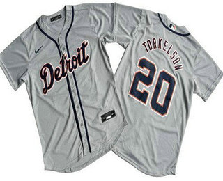 Men's Detroit Tigers #20 Spencer Torkelson Gray Cool Base Jersey