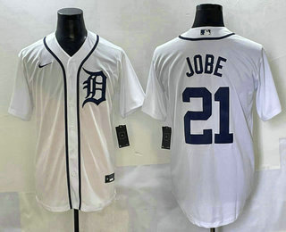 Men's Detroit Tigers #21 Jackson Jobe White Cool Base Stitched Jersey