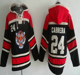 Men's Detroit Tigers #24 Miguel Cabrera Black MLB Hoodie