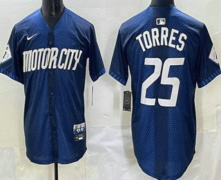 Men's Detroit Tigers #25 Gleyber Torres Navy 2024 City Connect Limited Jersey