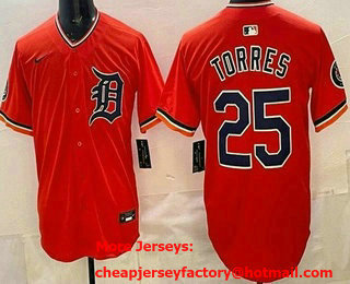 Men's Detroit Tigers #25 Gleyber Torres Orange Limited Jersey