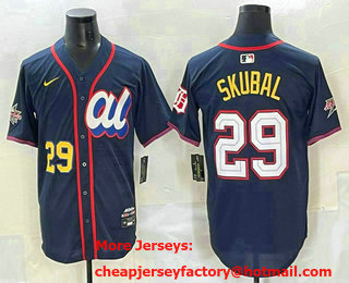 Men's Detroit Tigers #29 Tarik Skubal Number Navy 2025 All Star Limited Stitched Jersey