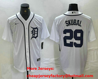 Men's Detroit Tigers #29 Tarik Skubal White Cool Base Stitched Jersey