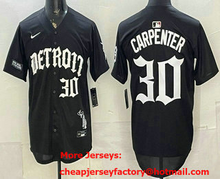 Men's Detroit Tigers #30 Kerry Carpenter Black Gothic Edition Vapor Premier Limited Stitched Jersey