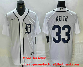 Men's Detroit Tigers #33 Colt Keith White Cool Base Stitched Jersey
