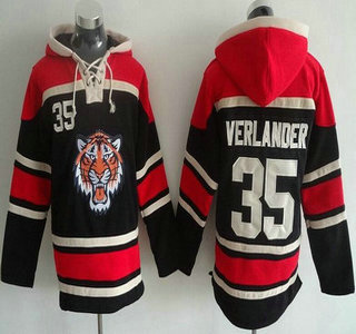 Men's Detroit Tigers #35 Justin Verlander Black MLB Hoodie