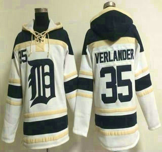 Men's Detroit Tigers #35 Justin Verlander Home White MLB Hoody