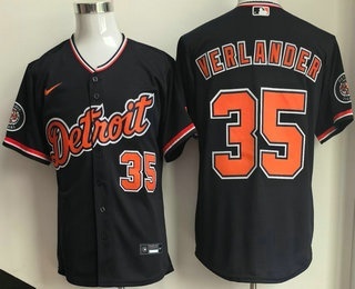 Men's Detroit Tigers #35 Justin Verlander Navy Limited Jersey
