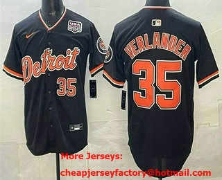 Men's Detroit Tigers #35 Justin Verlander Navy With 250th Stitched Baseball Jersey