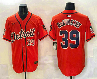 Men's Detroit Tigers #39 Zach McKinstry Orange With Patch Vapor Premier Limited Stitched Baseball Jersey
