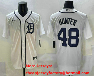 Men's Detroit Tigers #48 Brant Hurter White Cool Base Stitched Jersey