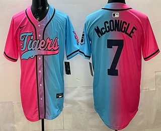 Men's Detroit Tigers #7 Kevin McGonigle Pink Blue Limited Stitched Baseball Jersey