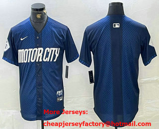 Men's Detroit Tigers Blank 2024 Navy City Connect Cool Base Limited Stitched Jersey