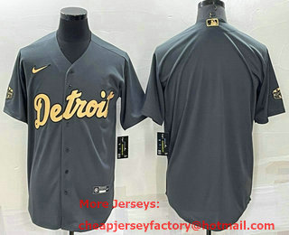 Men's Detroit Tigers Blank Grey 2022 All Star Stitched Cool Base Nike Jersey