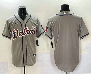 Men's Detroit Tigers Blank Grey Cool Base Stitched Jersey