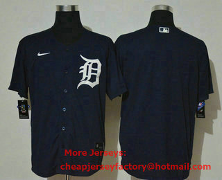 Men's Detroit Tigers Blank Navy Blue Stitched MLB Cool Base Nike Jersey