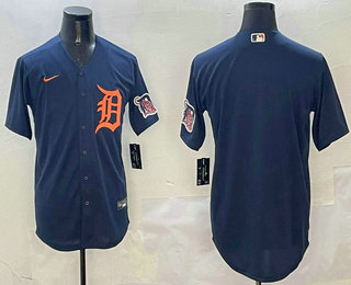 Men's Detroit Tigers Blank Navy With Patch Stitched Cool Base Nike Jersey
