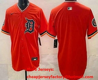 Men's Detroit Tigers Blank Orange Limited Jersey