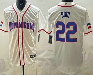 Men's Dominican #22 Juan Soto White 2026 World Baseball Classic Cool Base Jersey