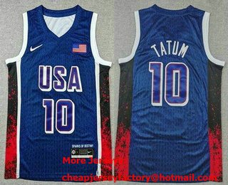 Men's Dream 16 USA #10 Jayson Tatum Navy 2024 Swingman Jersey