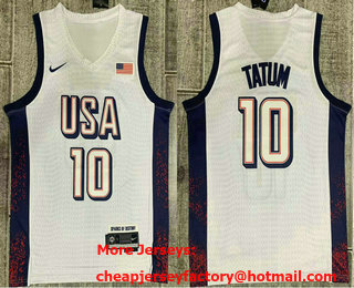 Men's Dream 16 USA #10 Jayson Tatum White 2024 Swingman Jersey