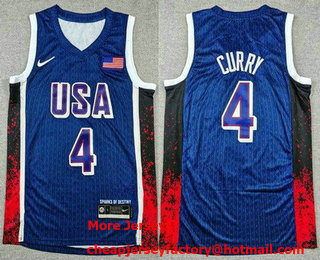 Men's Dream 16 USA #4 Stephen Curry Navy 2024 Swingman Jersey