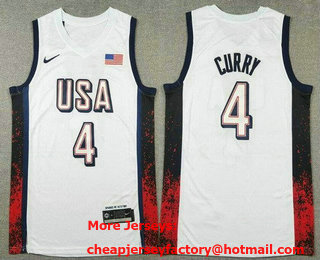 Men's Dream 16 USA #4 Stephen Curry White 2024 Swingman Jersey