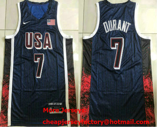Men's Dream 16 USA #7 Kevin Durant Navy 2024 AU Basketball Jersey TOP