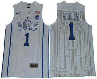 Men's Duke Blue Devils #1 Harry Giles White College Basketball Nike Swingman Stitched 2017 NCAA Jersey