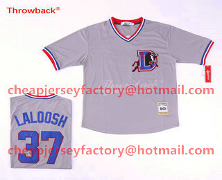 Men's Durham Bulls #37 Nuke LaLoosh Grey Stitched Baseball Jersey