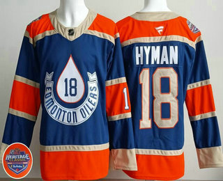 Men's Edmonton Oilers #18 Zach Hyman Blue 2023 Heritage Classic Authentic Jersey