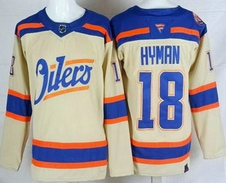 Men's Edmonton Oilers #18 Zach Hyman Cream Alternate Authentic Jersey